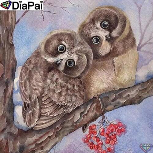 DiaPai 5D DIY Diamond Painting 100% Full Square/Round Drill "Animal owl" Diamond Embroidery Cross Stitch 3D Decor A22353