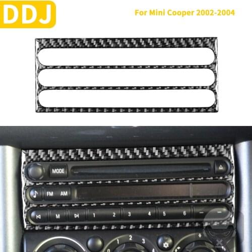 For Mini Cooper Hatch One R50 R53 2002 2003 2004 Car CD Radio Control Panel Frame Cover Strip Carbon Fiber Sticker Accessories