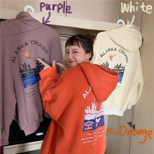 Hoodies Women Winter Thicker Plus Velvet Hooded Harajuku New Printed Friends Streetwear Womens Pullover Oversize Sweatshirts