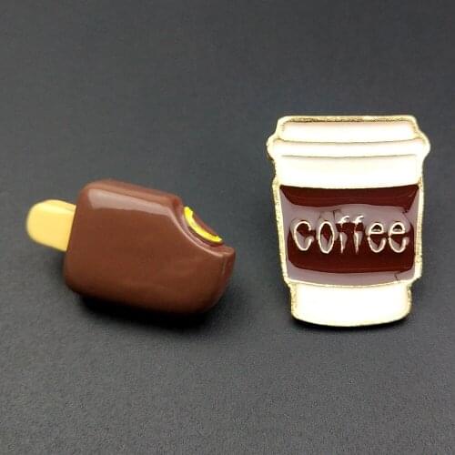 Exquisite coffee ice cream Enamel Cartoon Pins Brooches DIY Badges Bags Metal Pin Gifts For Friend Jewelry Cute Brooch Clothes
