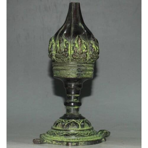 China brass Elephant God lotus candlestick crafts statue