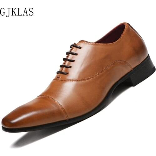 Dress Men Shoes Leather Business Formal Shoe Comfy Office Leather Shoes Men Classic Brown Black Elegant Oxford Shoes for Men