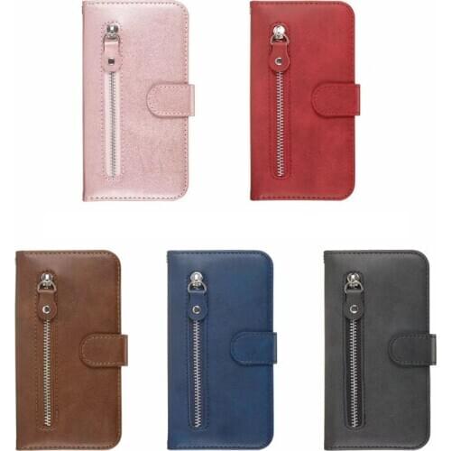 Zipper Leather Wallet Case For Samsung Note 10 PRO S10 S10E M40 M30 M20 M10 Coin ID Cash Slot Holder Magnetic Luxury Cover 50PCS