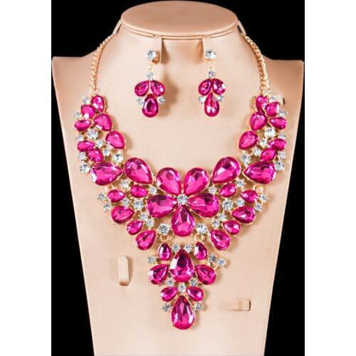 LAN PALACE latest african beads for party gold color multi color jewelry sets necklace and earrings six colors free shipping