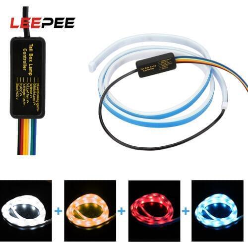 LEEPEE 1.2m Car LED Strip Brake Turn Signal Warning Light 12V Signal Lamp Dynamic Streamer Lighting Rear Trunk Tail Light