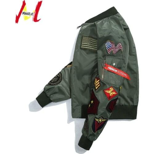 MANVALUE European and American Fashion High Street Embroidered MA1 Pilot Suit Mens Badge Hip-hop Spring and Autumn Jackets