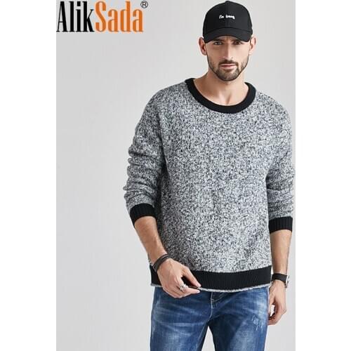 Aliksada Men 2020 Autumn New Casual Thick Mixed Color O-Neck Sweater Pullovers Coat Men Fashion Outfit Cotton Warm Sweaters Men