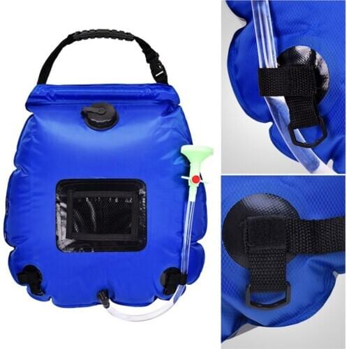 Outdoor Solar Hiking Camping Shower Bag 20L Heating Camping Shower Hydration Bag Hose Switchable Shower Head