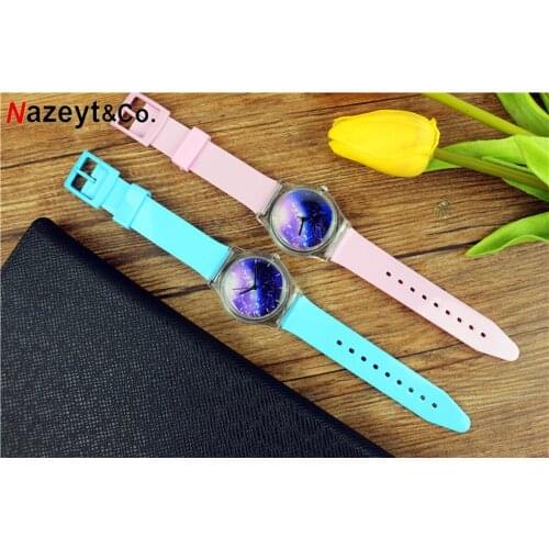 2021 new simple girls waterproof jelly star watch children candy color quartz watch