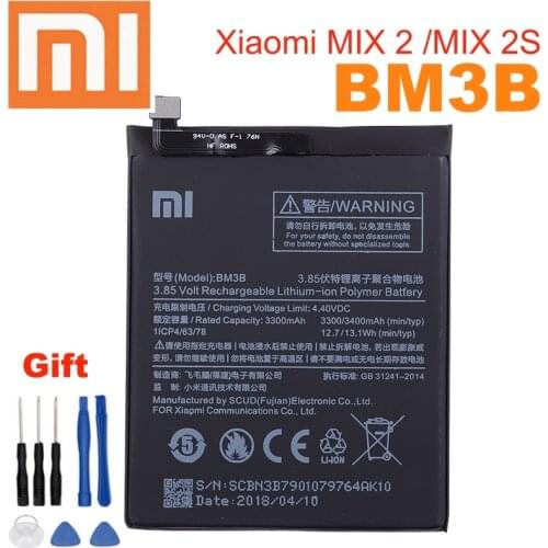 Xiao mi 100% Orginal BM3B 3300mAh Battery For Xiaomi Mi MIX 2 /MIX 2S BM3B High Quality Phone Replacement Batteries +Tools