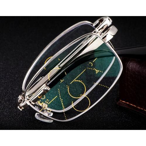 Progressive Anti Blue Ray Computer Reading Glasses Folding Temples UV400 No Line Gradual Prescription Lenses