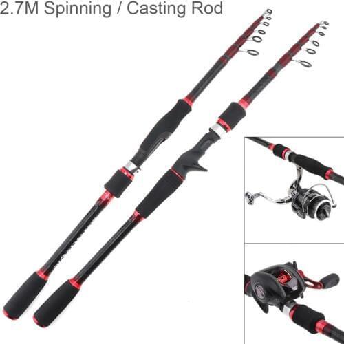 2.7m 7 Section Carbon Fiber Lure Fishing Rod Travel Ultra Light Spinning / Casting Fishing Pole