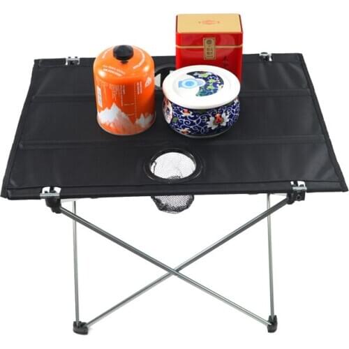 Aluminum Alloy Outdoor Folding Table Oxford Cloth Tabletop Lightweight Portable Multifunctional Tables with Water Cup Hole