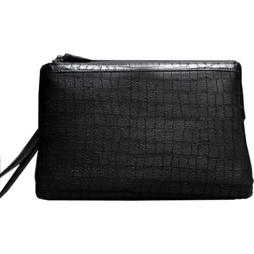 Ourui deerskin male Hand bag black Genuine leather men clutch bag male men clutch bag 28cmX18cmX3cm