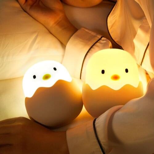 Led Children Night Light For Kids Soft Silicone USB Rechargeable Bedroom Decor Gift Animal Chick Touch Night Lamp MOONSHADOW