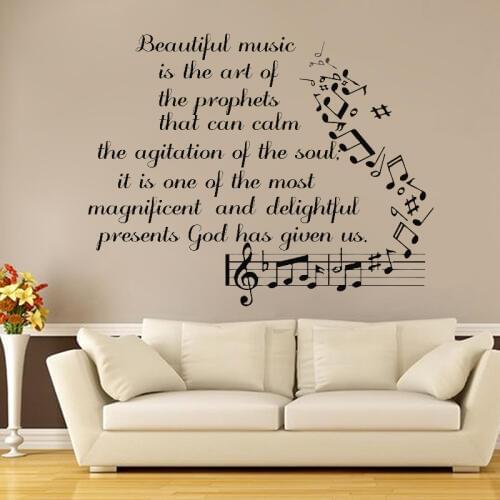 Music Notes Vinyl Wall Decal Quote Musica School Decor music notation Bedroom Wall Stickers for Living Room Decor Wallpaper Z365
