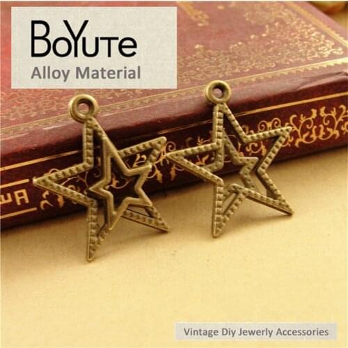 BoYuTe (100 Pieces/Lot) 22.5*19.5MM Vintage Diy Materials Accessories Parts Wholesale Zinc Alloy Antique Bronze Star Pendant