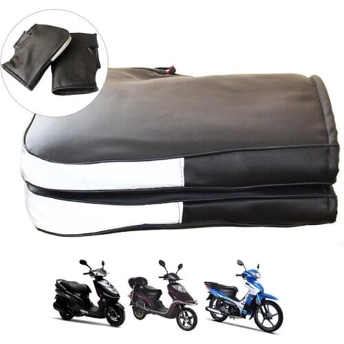 Motorcycle Handle Bar Mitts PU Thickened Windproof Hand Protector Cover with Reflective Strip