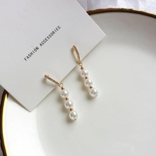 Huge Bud Elegant Round Imitation Pearl Dangle Earrings Dazzling CZ Women Engagement Wedding Graceful Accessories Fashion Jewelry