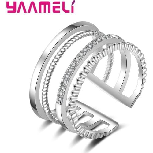 Promise 925 Sterling Silver Ring Adjustable Classic Wedding Ring Jewelry Cubic Zircon Rings For Women Bridesmaid Gifts