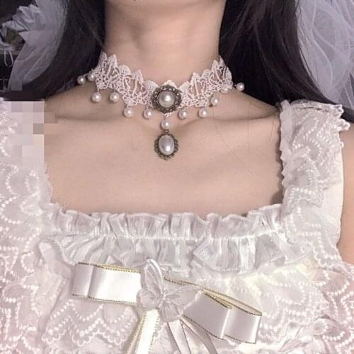 Sweet Lolita Fairy Pendant Necklaces Women Harajuku Gothic Punk Choker Necklace Girls Vintage Gift Bridal Wedding Party Jewelry