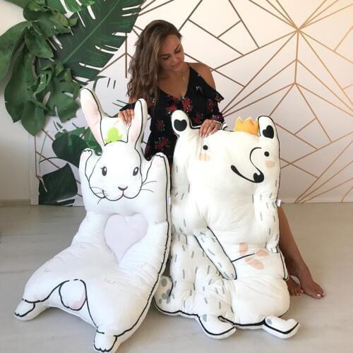 100% Cotton Cartoon Animals Rabbit Raccoon Quilted Play Mats Baby Crawling Carpet Kids Bed Blanket Pad Child Winter Game Mat