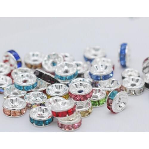 100Pcs Rhinestone Rondelle Spacer Beads For Jewelry Making 6/8/mm Multi Color Crystal Beads DIY Bracelet Necklace Accessories
