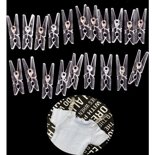 20 PCS 25m Mini Spring Clear Transparent Clips Clothes Photo Paper Peg Pin Clothespin Craft Clips Party Home Decoration