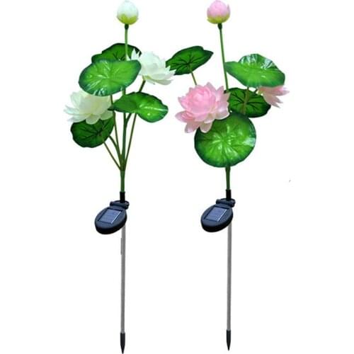3 Heads Artificial Flower Solar Lotus Lamp Outdoor Waterproof Garden Landscape Lamps For Home Decorative Night Lights