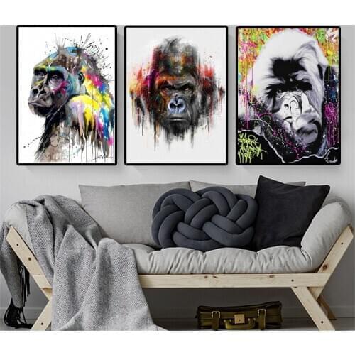 3 Panel diamond painting Graffiti Monkey Gorilla rhinestone 5d cross stitch bead embroidery mosaic round square Animal MM112