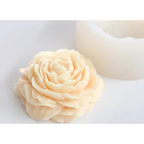 3D Peony Flower Pattern Handmade Soap Mold DIY Gift Round Flowers Silicone Mold Clay Resin Aroma Stone Moulds