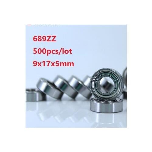 500pcs/lot 689ZZ 689 ZZ 9x17x5mm Deep Groove Ball Bearings Miniature mini bearing metal cover 9*17*5mm