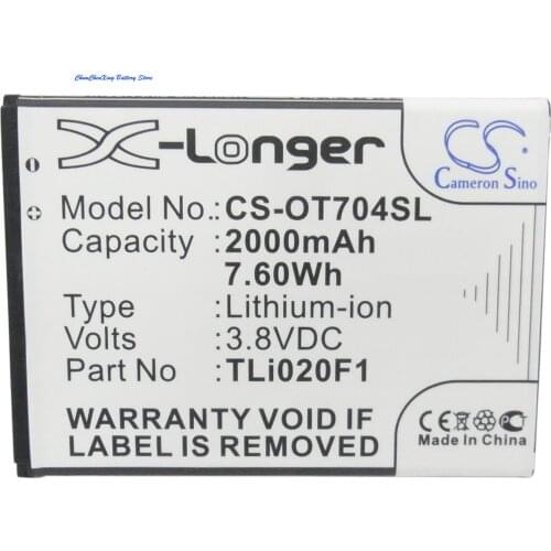 Cameron Sino Battery TLi019B1,TLi019B2,TLi020F1,TLi020G1 for TCL/Alcatel A450TL,J720, J720T,J726T,J730U,J736L,J738M,OT-7040