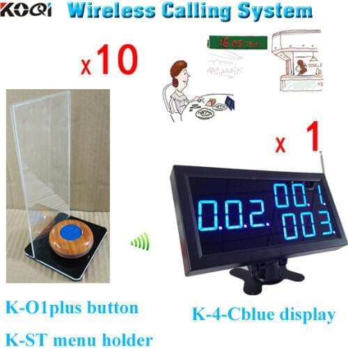Wireless counter buzzer K-4-Cblue display + K-O1plus table bells + K-ST menu holder