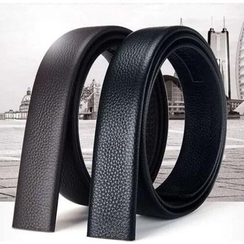 Black Leather Belt Men Without Buckle Head Belt Young And Middle-Aged Automatic Buckle Business Belt Without Head