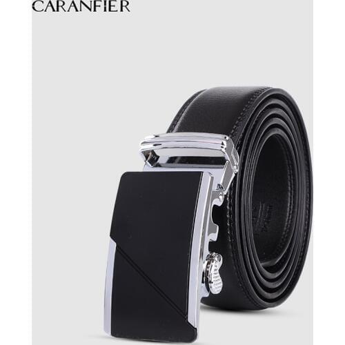 CARANFIER Designer Mens Belts Genuine Cowhide Leather Men Belt Automatic Buckle Male Waist Belts Top Quality Strap Cow-skin Belt