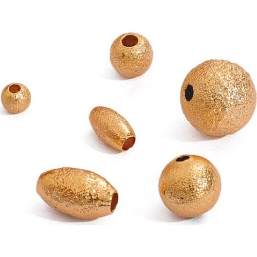 5-10Pcs 18K Gold Plated Copper Oval Charm Spacer Bead Flat Round Loose Beads For DIY Jewelry Making Supplies Accessories