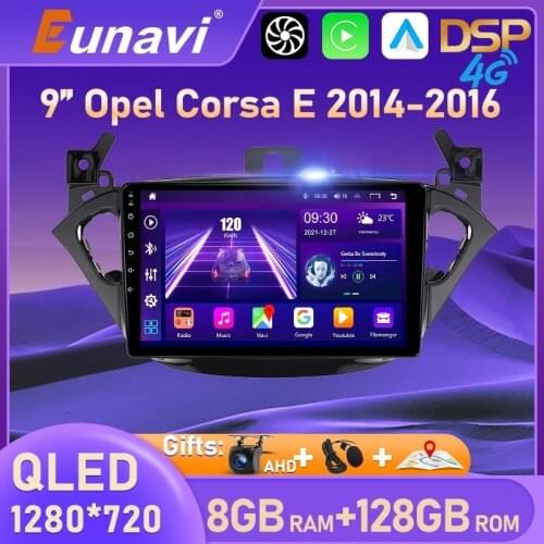 Eunavi 2 Din Android10 Car Radio Audio Multimedia stereo For Opel Corsa E 2014 2015 2016 GPS Navigation Auto Stereo 4G 64GB WIFI