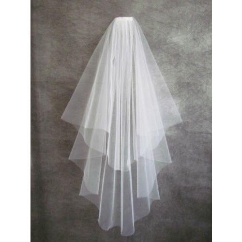 2 Tier White/Ivory Wedding Bridal Elbow Short Length Veil With Comb