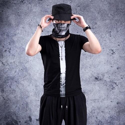 Mid long t-shirt mens Korean t-shirt mens Hong Kong Style mid long fashion hip hop slim summer fashion mens half sleeve Garde