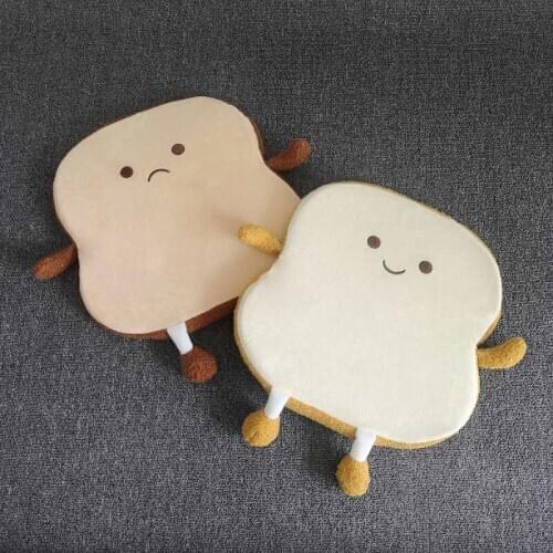 Simulation Toast Plush Mat Pillow Soft Cartoon Fast Food Bread Stuffed Doll Sofa Chair Cushion Backrest Home Decoration Gifts