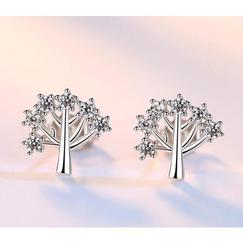 KOFSAC Charm Silver 925 Earring Shiny Zircon Elegant Lovely Wish Tree Earrings Women Wedding Jewelry Girl Engagement Accessories