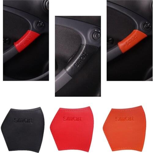Leather Car Door Inner Handle Handle Protector Cover for Mercedes 15~18 Smart 453 Fortwo Car Interior Modification Accessories