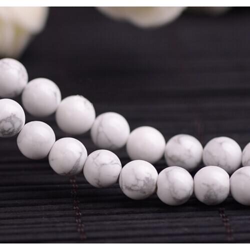 Round 4 6 8 10mm White Howlite Turquoises Loose Beads for Jewelry Making Stone Spacer DIY Necklace Bracelet Finding Craft A248