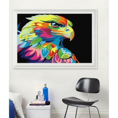 LaoJieYuan Cross Stitch Full Diamond Embroidery eagle pattern 3D Diamond Pebble round diamond painting
