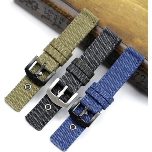 Hot Wholesale 1PCS Watchband 20mm 22mm 24m Pure Canvas Strap Nato Belt Waterproof Watchband Black Blue Green Straps +send tool