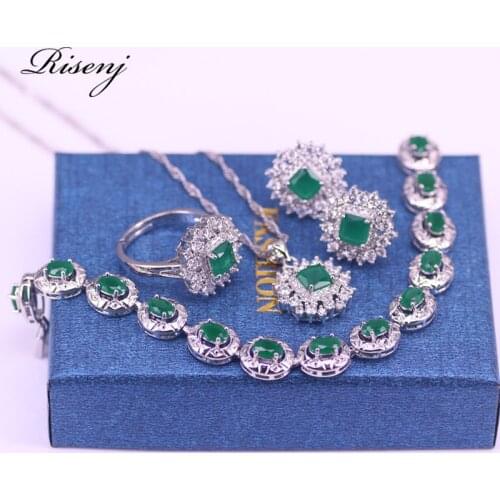 Malay Jade 925 Sterling Silver Jewelry Set For Women Stud Earrings Ring Necklace With Bracelet Free Shipping