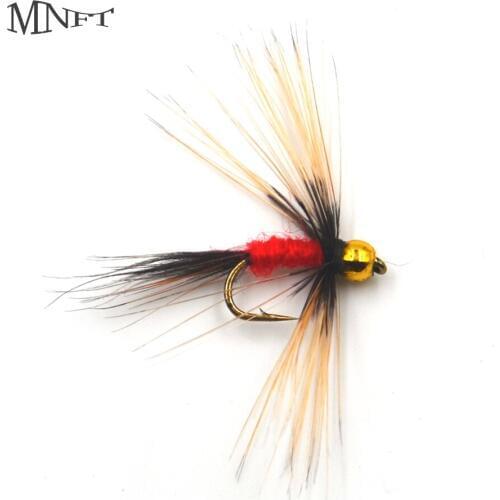 MNFT 10Pcs Bag/Box 14# Red Nymph Gold Bead head Long Beard Fly Trout Fly Fishing Lures Artifcial Bait