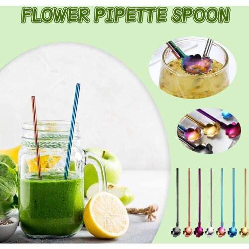 Reusable straw Stainless steel straw SPoon flower Tea Straws Bombilla Gourd straws Tea Tools Kitchen Bar Accessories