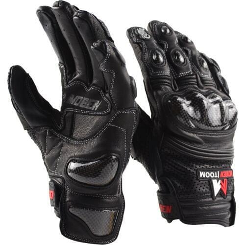 Moben-tom motorcycle riding rider motorcycle carbon fiber gloves sheepskin touch mobile phone